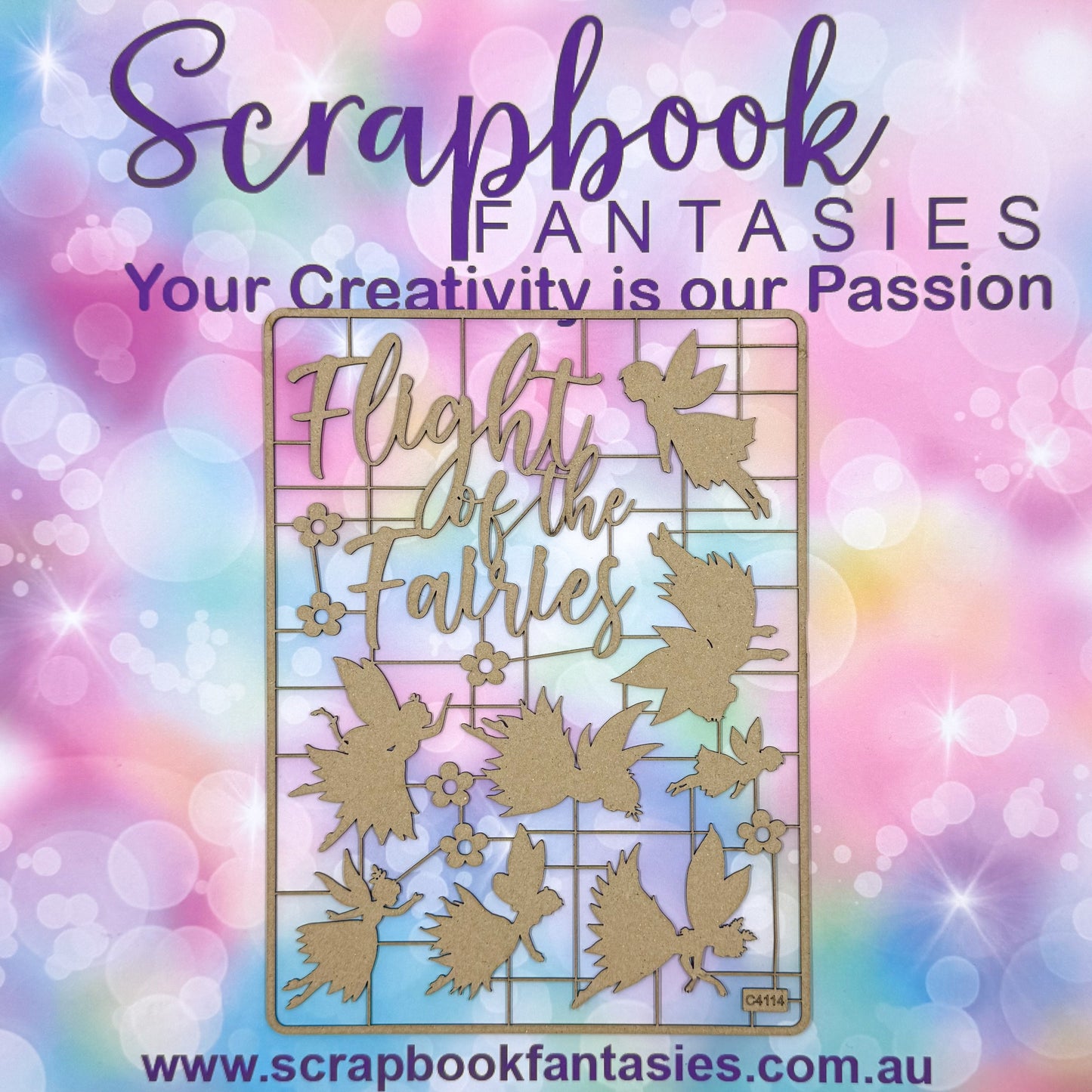 Chippie-Cuts Grey 1.2mm Chipboard 6"x8" - Flight of the Fairies (15 pieces) C4114