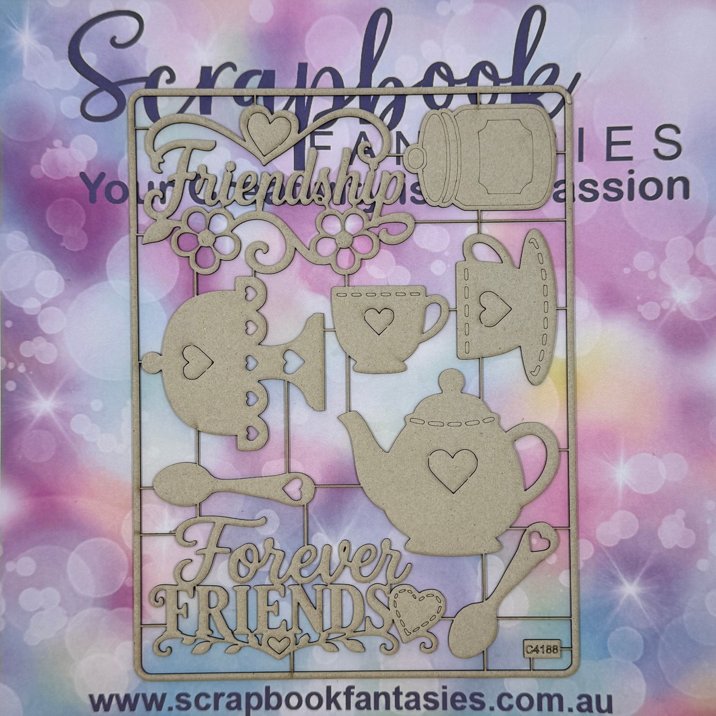 Chippie-Cuts Grey 1.2mm Chipboard 6"x8" - Friendship (14 pieces) C4188
