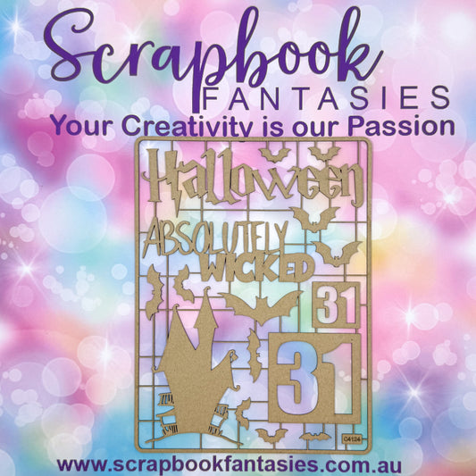 Chippie-Cuts Grey 1.2mm Chipboard 6"x8" - Absolutely Wicked (16 pieces) C4124