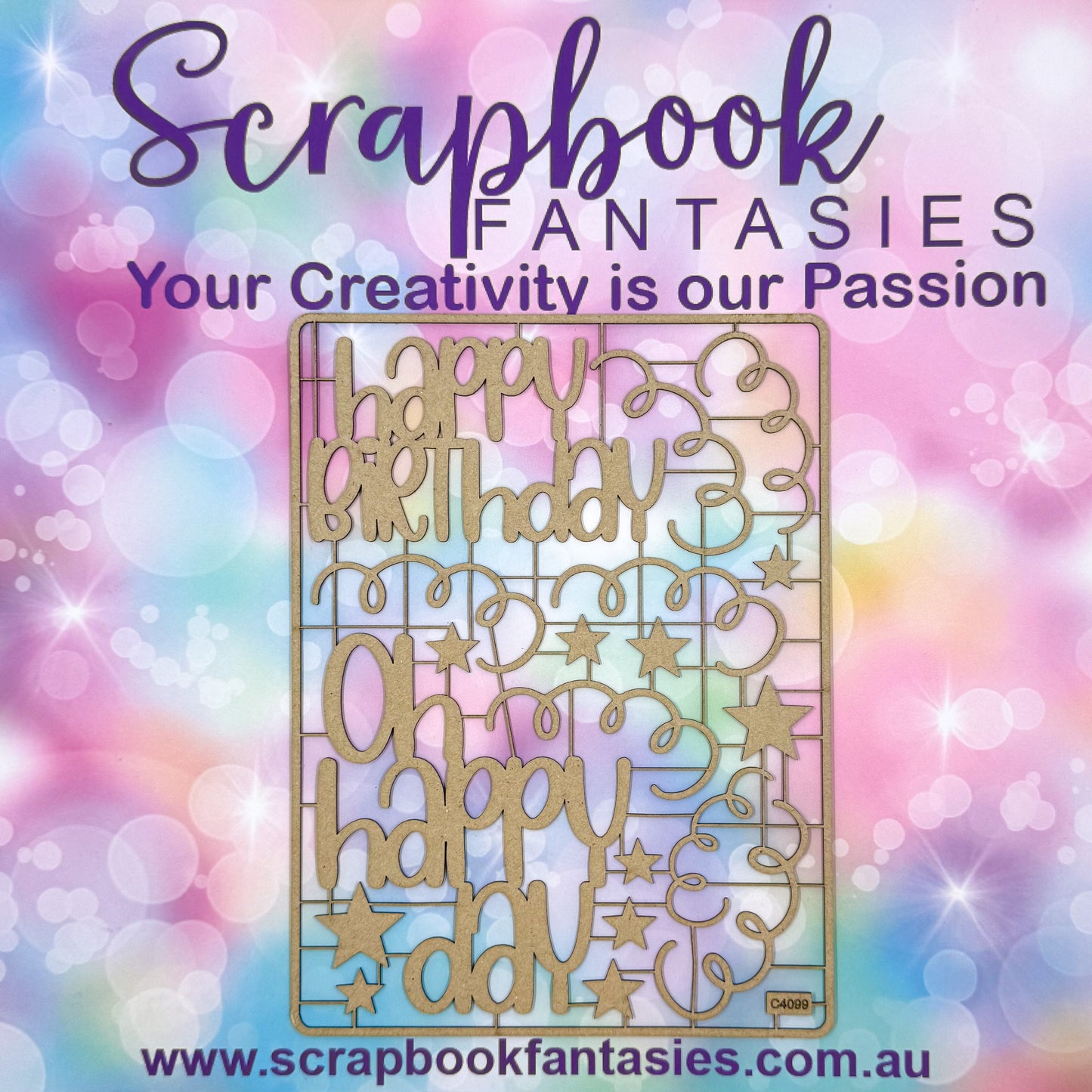 Chippie-Cuts Grey 1.2mm Chipboard 6"x8" - Happy Birthday (19 pieces) C4099