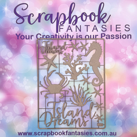 Chippie-Cuts Grey 1.2mm Chipboard 6"x8" - Island Dreams (13 pieces) C4139