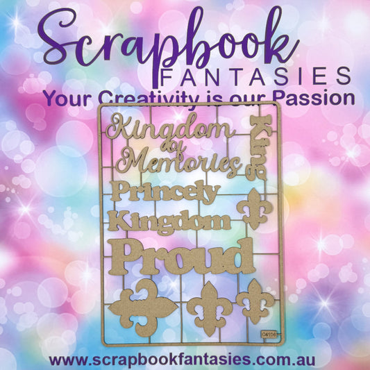 Chippie-Cuts Grey 1.2mm Chipboard 6"x8" - Kingdom of Memories (9 pieces) C4106