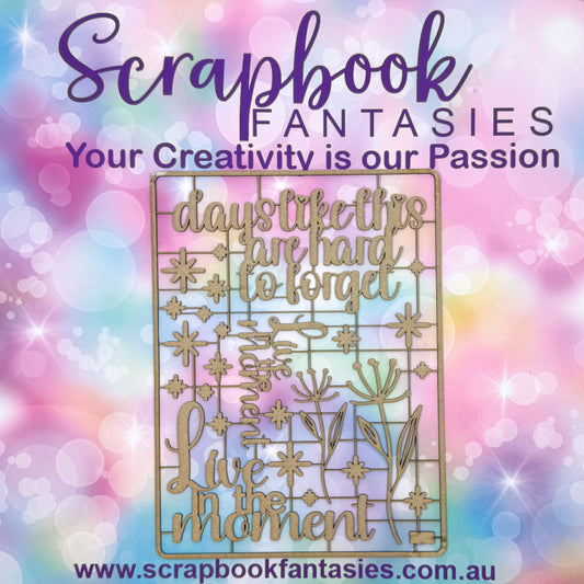 Chippie-Cuts Grey 1.2mm Chipboard 6"x8" - Live in the Moment (25 pieces) C4135