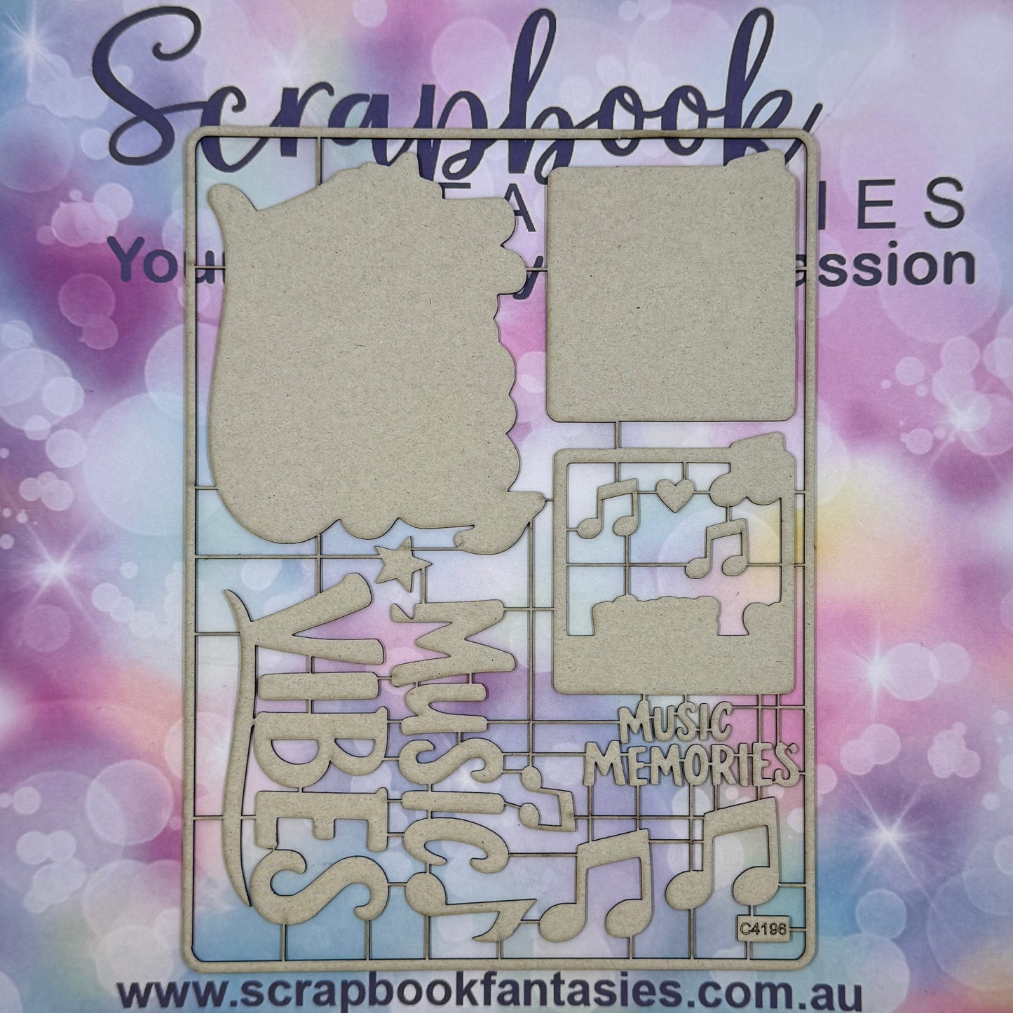 Chippie-Cuts Grey 1.2mm Chipboard 6"x8" - Music Vibes (15 pieces) C4196