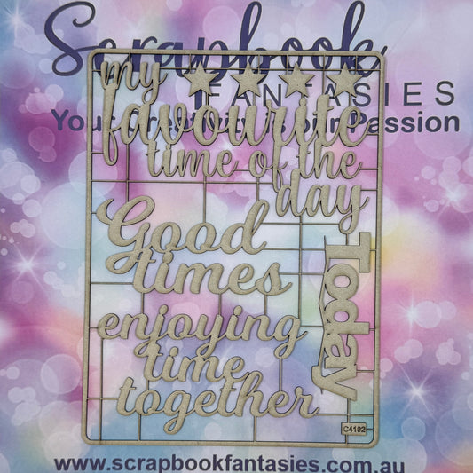Chippie-Cuts Grey 1.2mm Chipboard 6"x8" - My Favourite Time of the Day (8 pieces) C4192