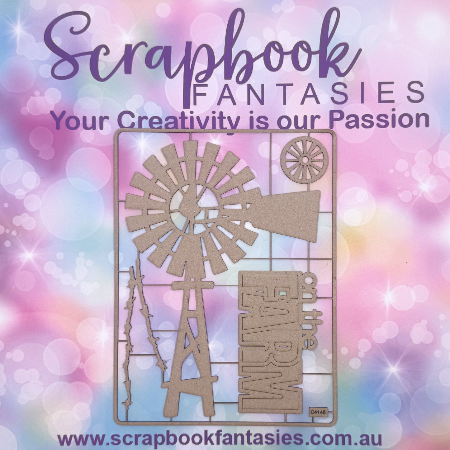 Chippie-Cuts Grey 1.2mm Chipboard 6"x8" - On the Farm (4 pieces) C4148