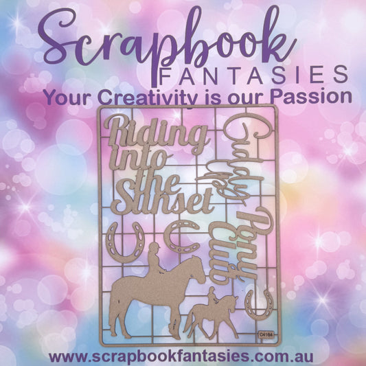 Chippie-Cuts Grey 1.2mm Chipboard 6"x8" - Pony Club (8 pieces) C4164