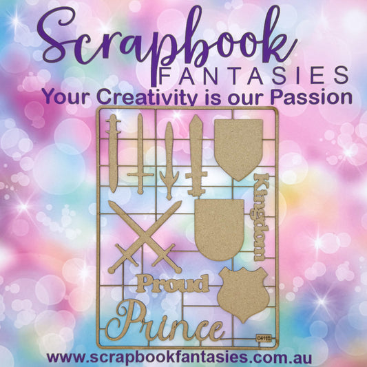 Chippie-Cuts Grey 1.2mm Chipboard 6"x8" - Prince (11 pieces) C4112