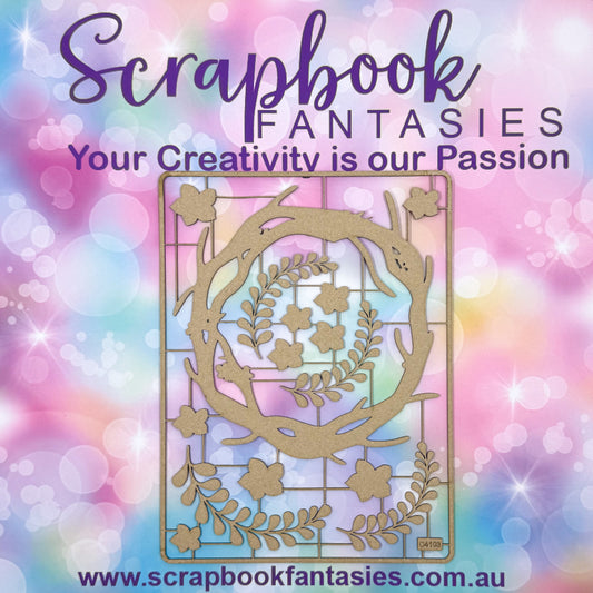 Chippie-Cuts Grey 1.2mm Chipboard 6"x8" - Rustic Wreath (15 pieces) C4103