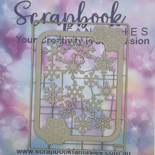 Chippie-Cuts Grey 1.2mm Chipboard 6"x8" - Snowflakes (14 pieces) C4212