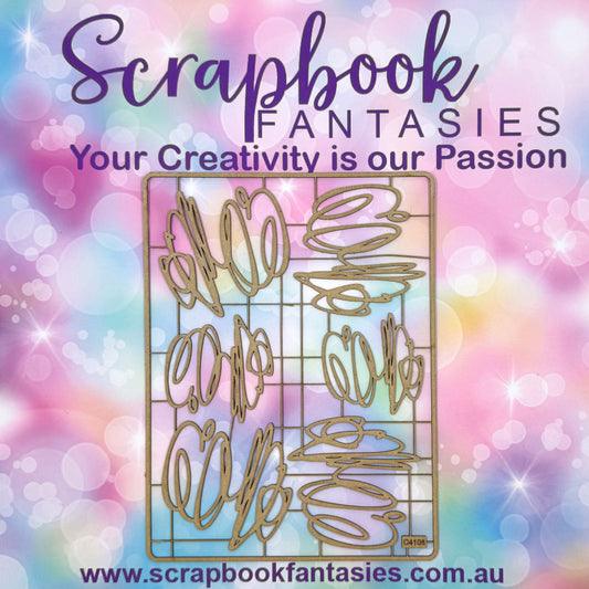 Chippie-Cuts Grey 1.2mm Chipboard 6"x8" - Squiggles (6 pieces) C4108