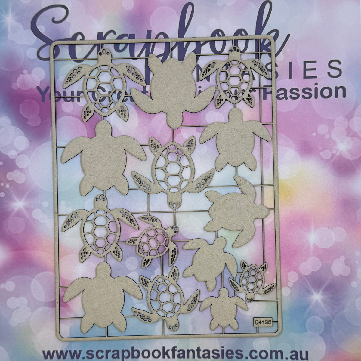 Chippie-Cuts Grey 1.2mm Chipboard 6"x8" - Turtles (14 pieces) C4198