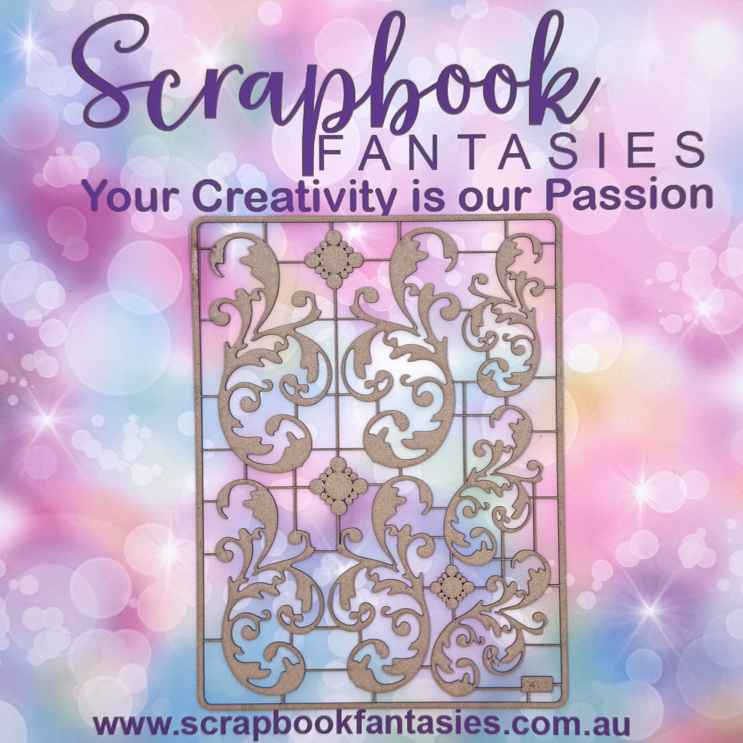 Chippie-Cuts Grey 1.2mm Chipboard 6"x8" - Vintage Swirls (10 pieces) C4120