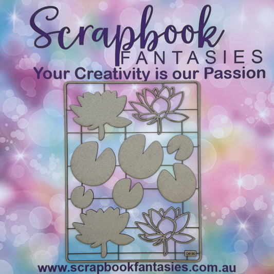 Chippie-Cuts Grey 1.2mm Chipboard 6"x8" - Waterlilies (10 pieces) C4130