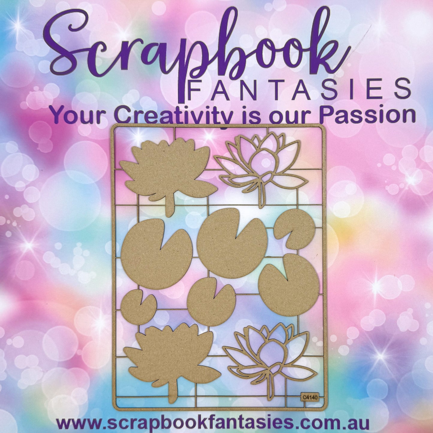 Chippie-Cuts Grey 1.2mm Chipboard 6"x8" - Waterlilies (10 pieces) C4140