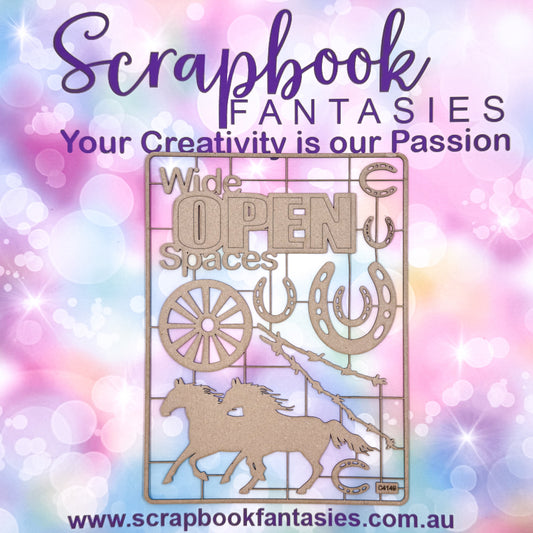 Chippie-Cuts Grey 1.2mm Chipboard 6"x8" - Wide Open Spaces (10 pieces) C4149