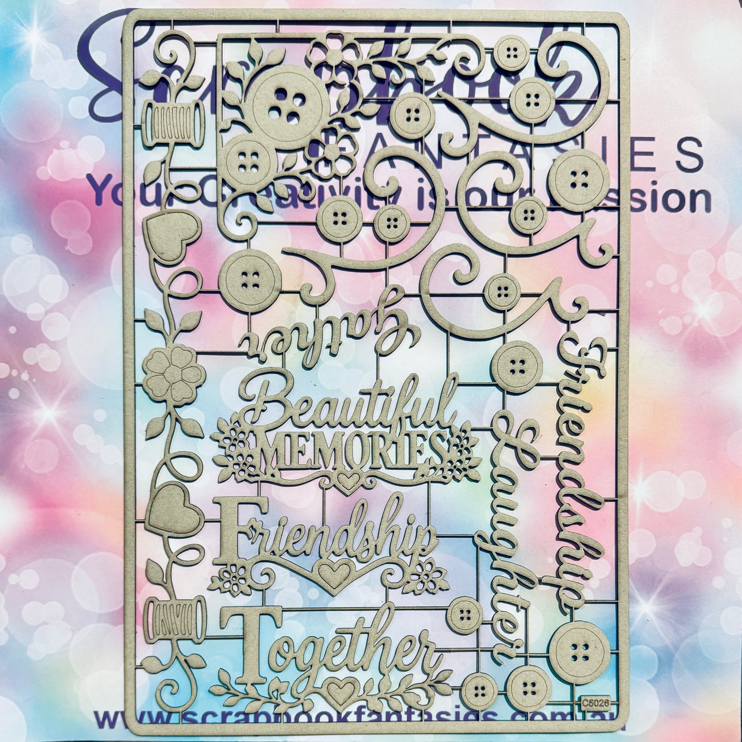 Chippie-Cuts Grey 1.2mm Chipboard 8.25"x11.75" - Beautiful Memories (26 pieces) C5026