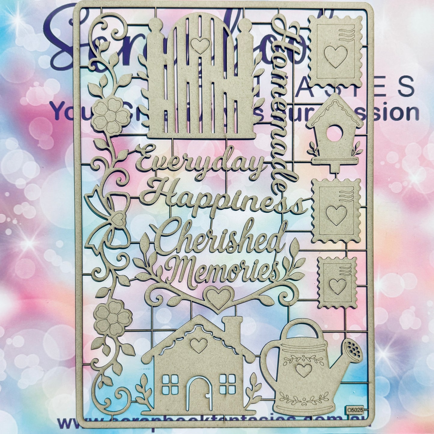 Chippie-Cuts Grey 1.2mm Chipboard 8.25"x11.75" - Cherished Memories (12 pieces) C5025