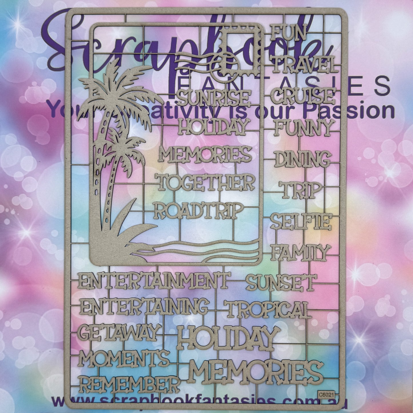 Chippie-Cuts Grey 1.2mm Chipboard 8.25"x11.75" - Holiday Memories Frame (23 pieces) C5021