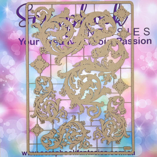 Chippie-Cuts Grey 1.2mm Chipboard 8.25"x11.75" - Vintage Swirls (10 pieces) C5017