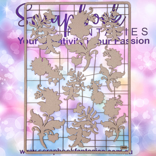 Chippie-Cuts Grey 1.2mm Chipboard 8.25"x11.75" - Vintage Swirls (10 pieces) C5020