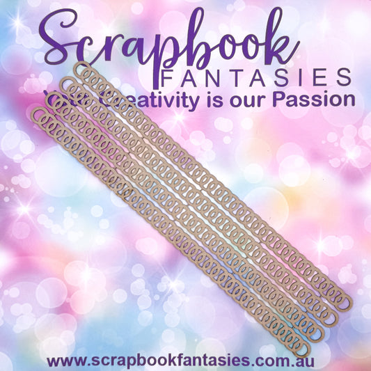 Chippie-Cuts Grey 1.2mm Chipboard Borders 2.75"x12" - Interlocking Circles (4 pieces) C6002