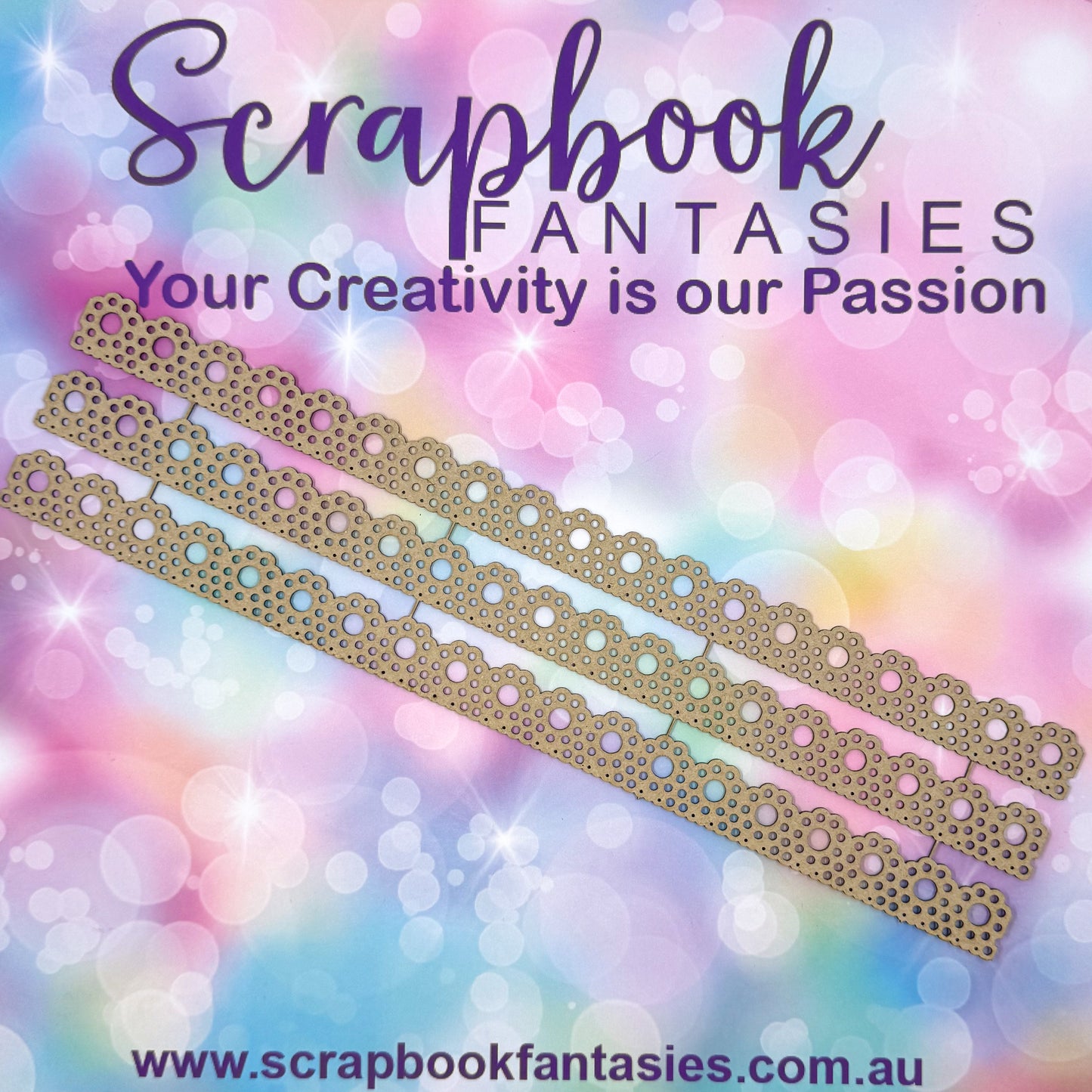 Chippie-Cuts Grey 1.2mm Chipboard Borders 2.75"x12" - Lace (3 pieces) C6000