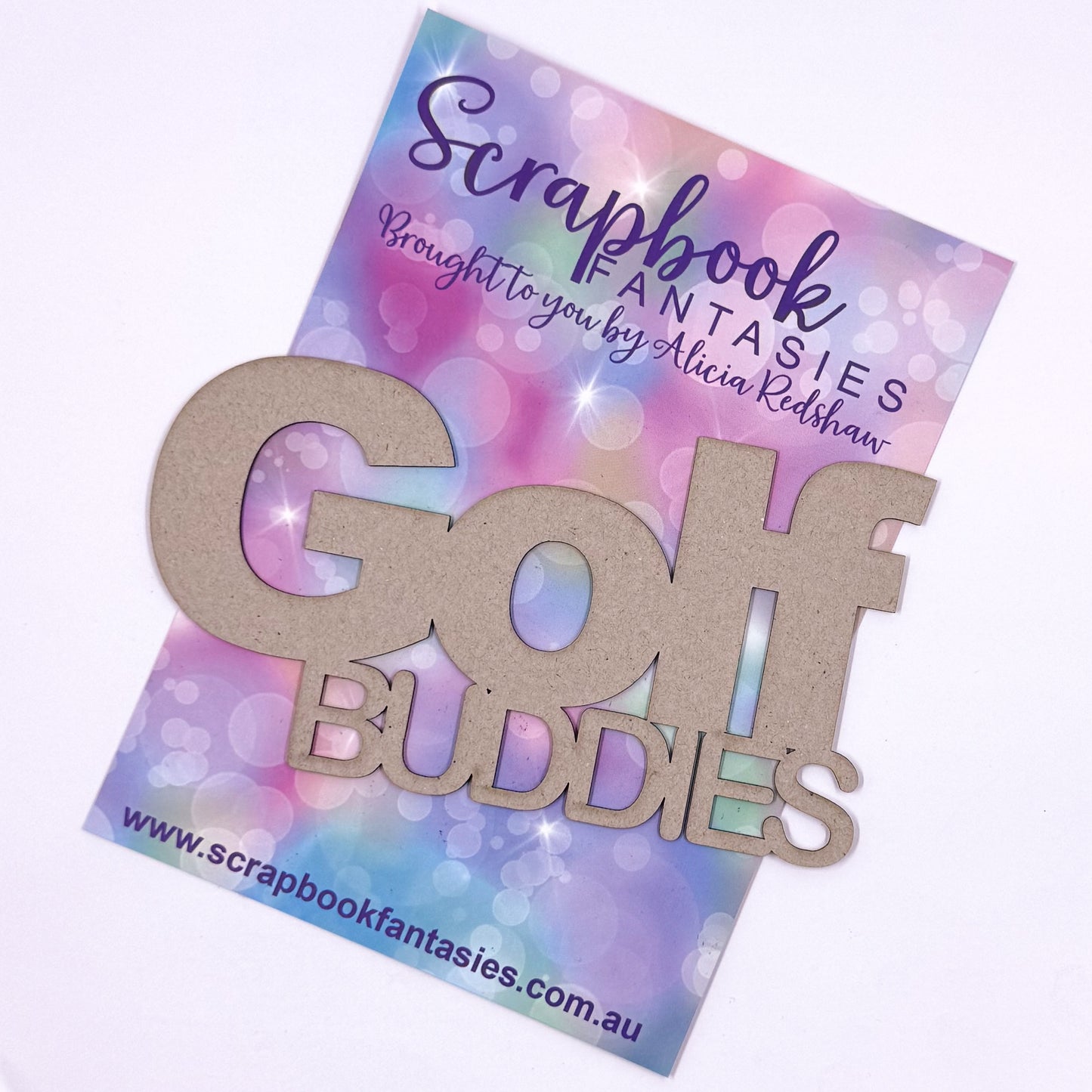 Chippie-Cuts Grey 1.2mm Chipboard Title - Golf Buddies 5.5"x3" 20586