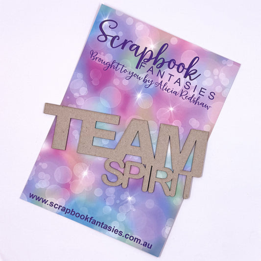 Chippie-Cuts Grey 1.2mm Chipboard Title - Team Spirit 5"x2.25" 20579