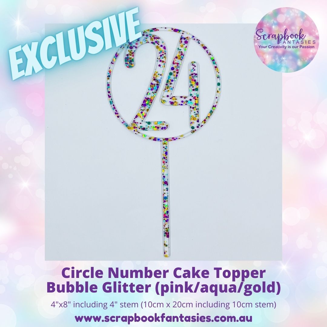 Circle Number Cake Topper - 4"x8" including 4" stem (10cm x 20cm including 10cm stem) - 3mm thick high-quality acrylic