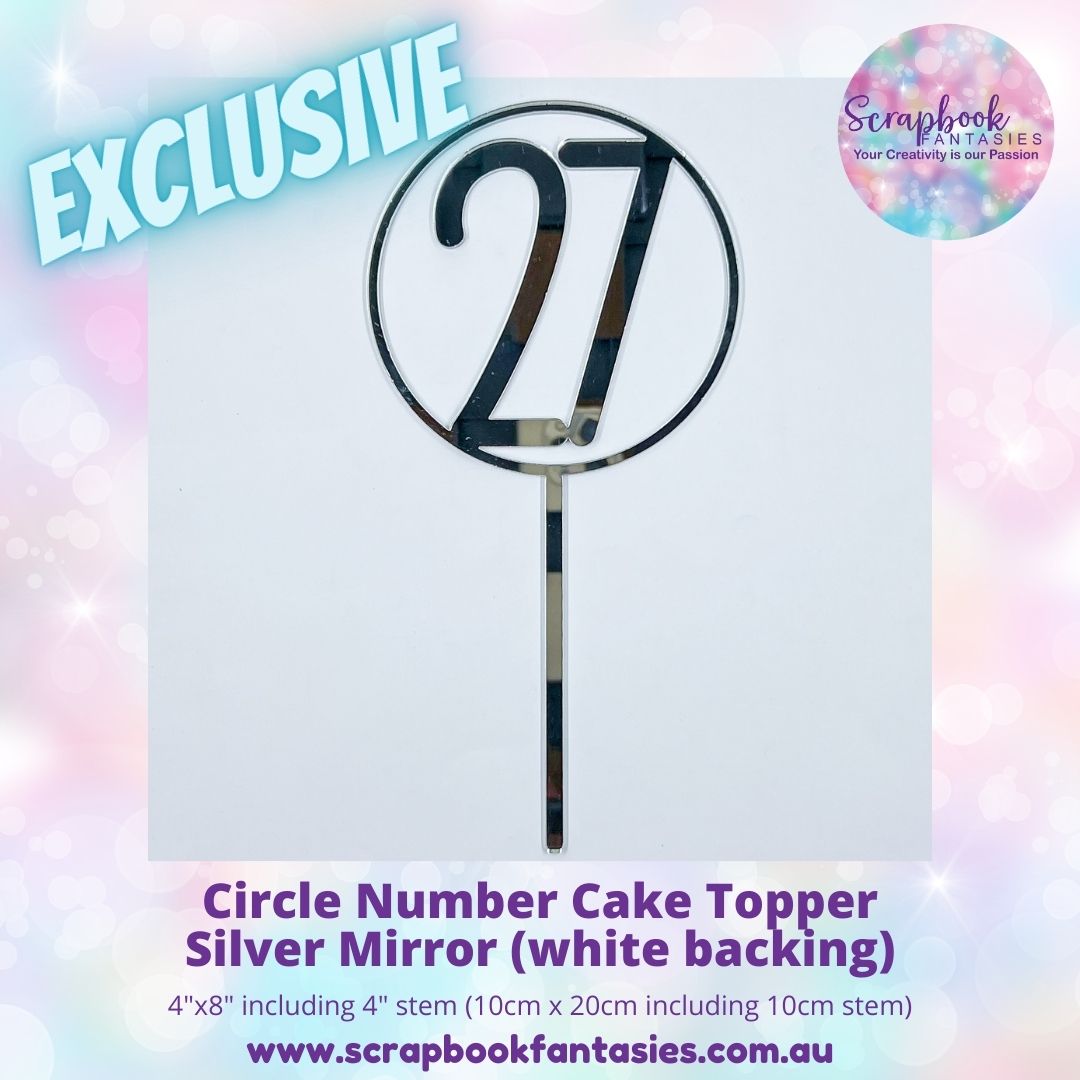 Circle Number Cake Topper - 4"x8" including 4" stem (10cm x 20cm including 10cm stem) - 3mm thick high-quality acrylic