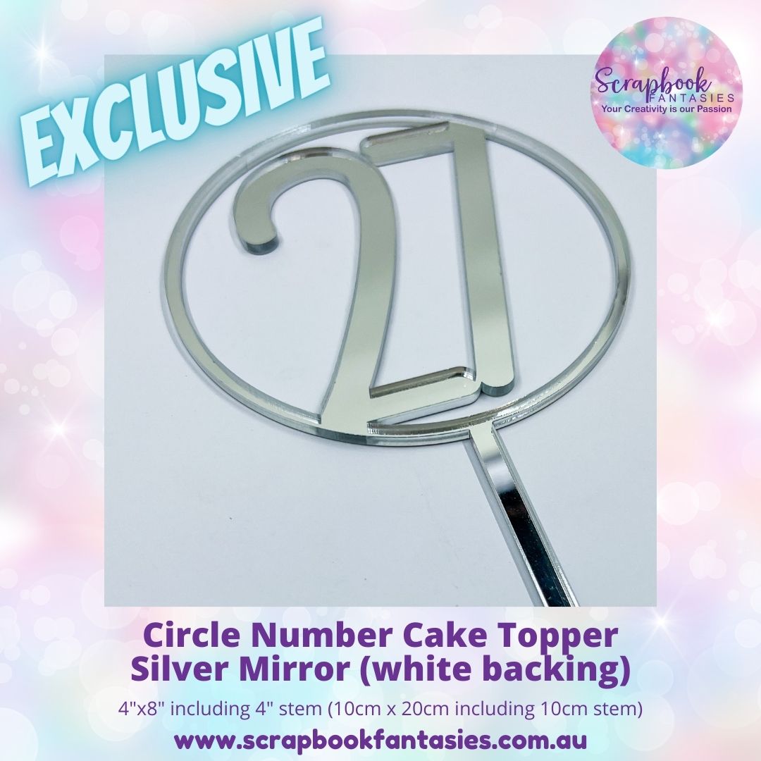 Circle Number Cake Topper - 4"x8" including 4" stem (10cm x 20cm including 10cm stem) - 3mm thick high-quality acrylic