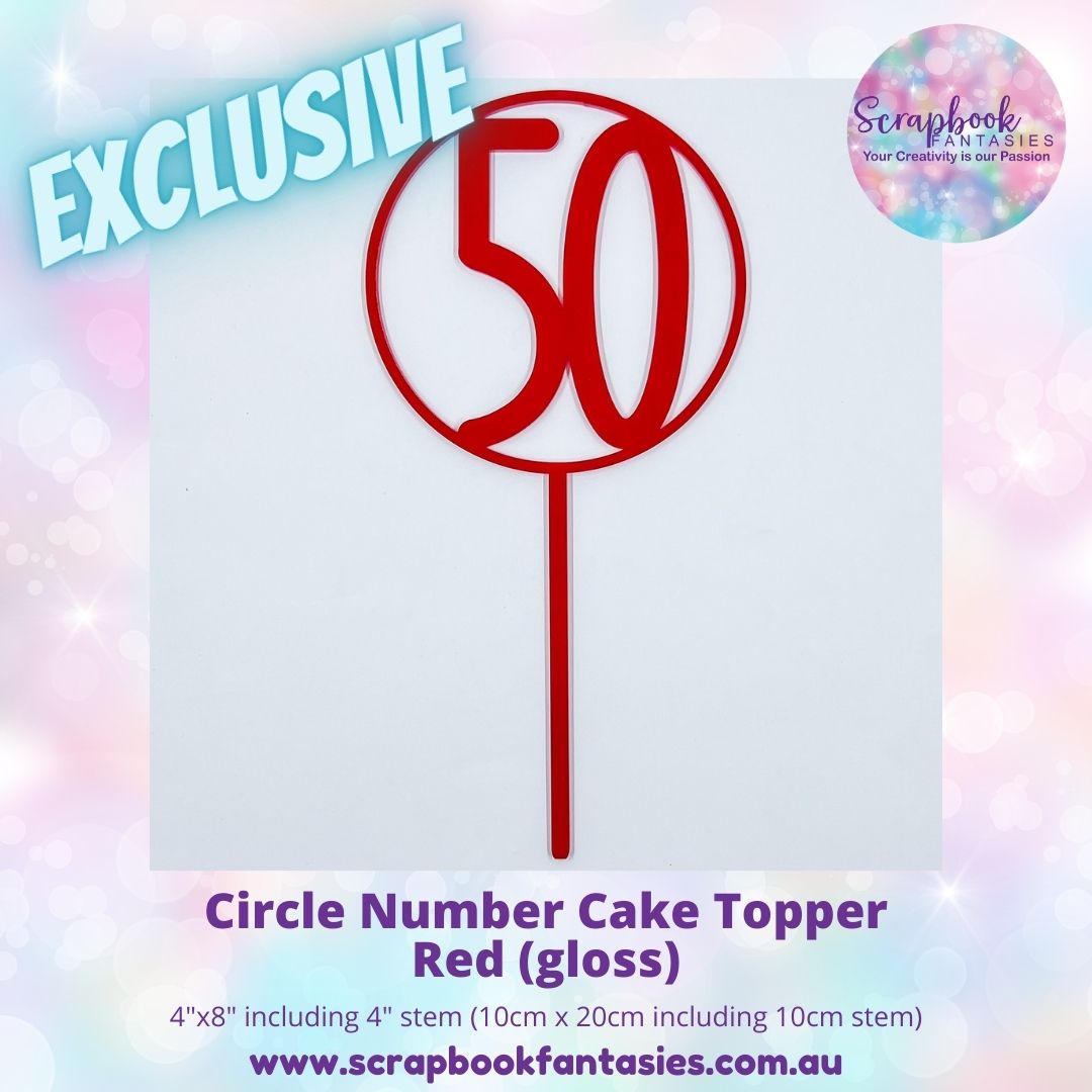 Circle Number Cake Topper - 4"x8" including 4" stem (10cm x 20cm including 10cm stem) - 3mm thick high-quality acrylic