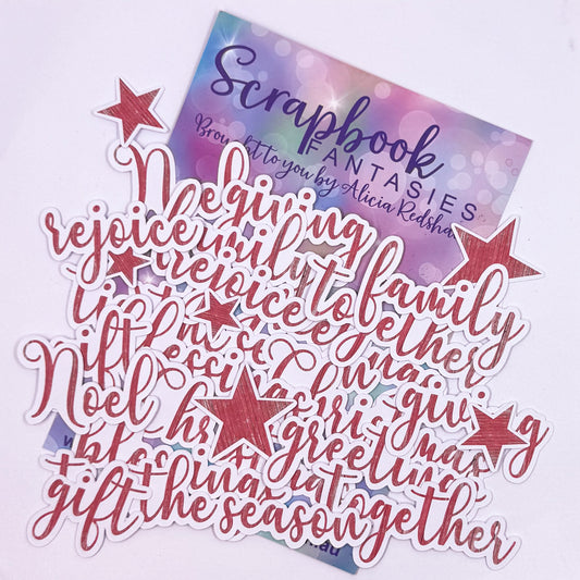 Colour-Cuts - Christmas Words - Red Wood (26 pieces) 11226