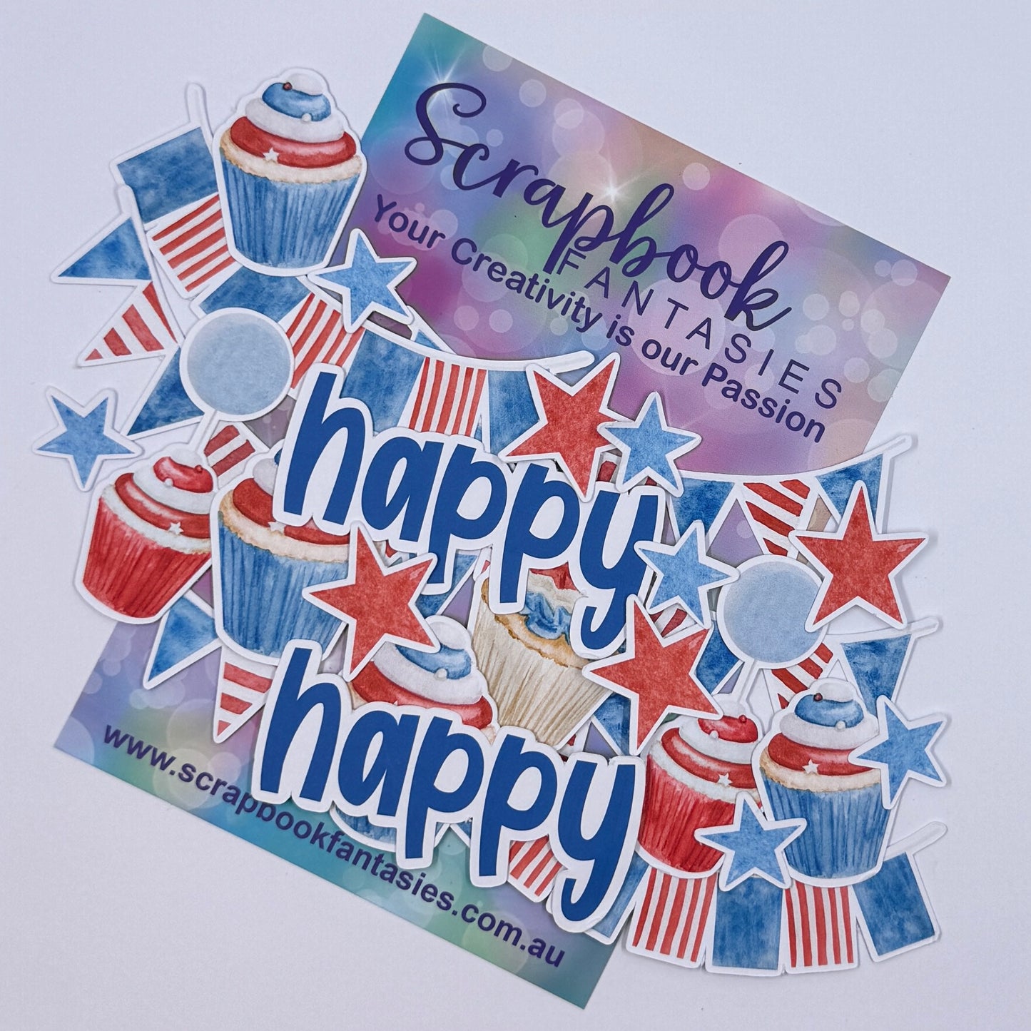 Colour-Cuts - Cupcakes & Banners - Blue & Red (24 pieces) 10582