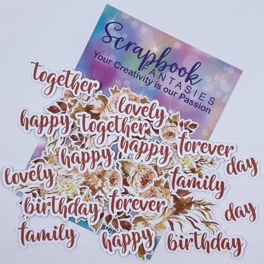 Colour-Cuts - Rustic Florals & Words (28 pieces) 11626