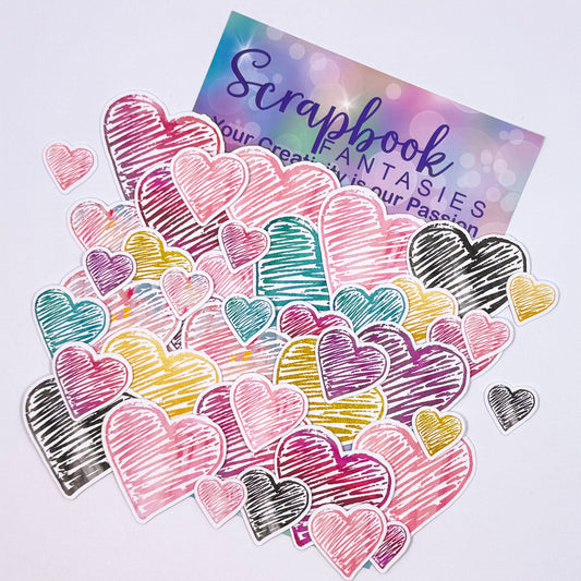 Colour-Cuts - Scribble Hearts (42 pieces) 20694