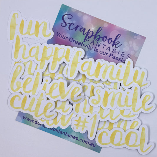 Colour-Cuts Words 1 - Lemon Watercolour (13 pieces) 20798