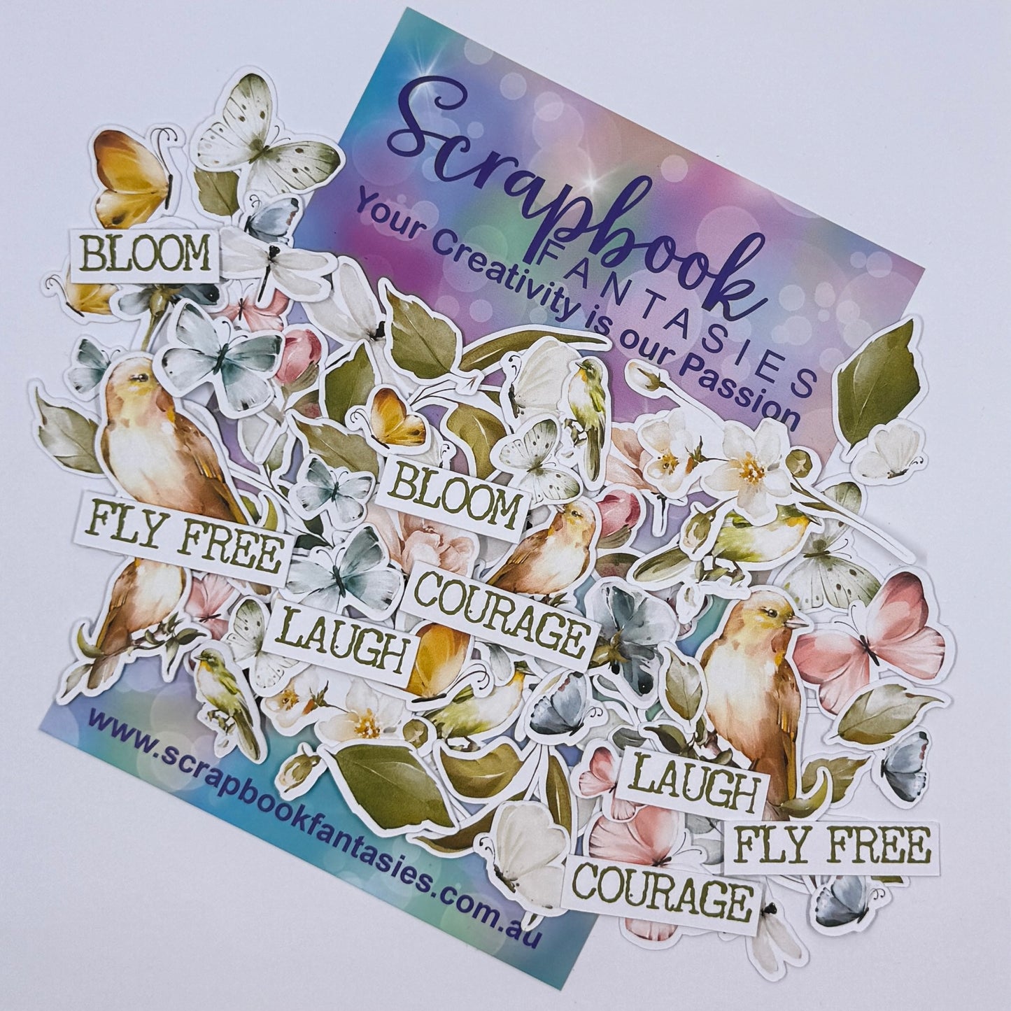 Cottage Garden Colour-Cuts - Birds, Words & Butterflies (70 pieces) 13435
