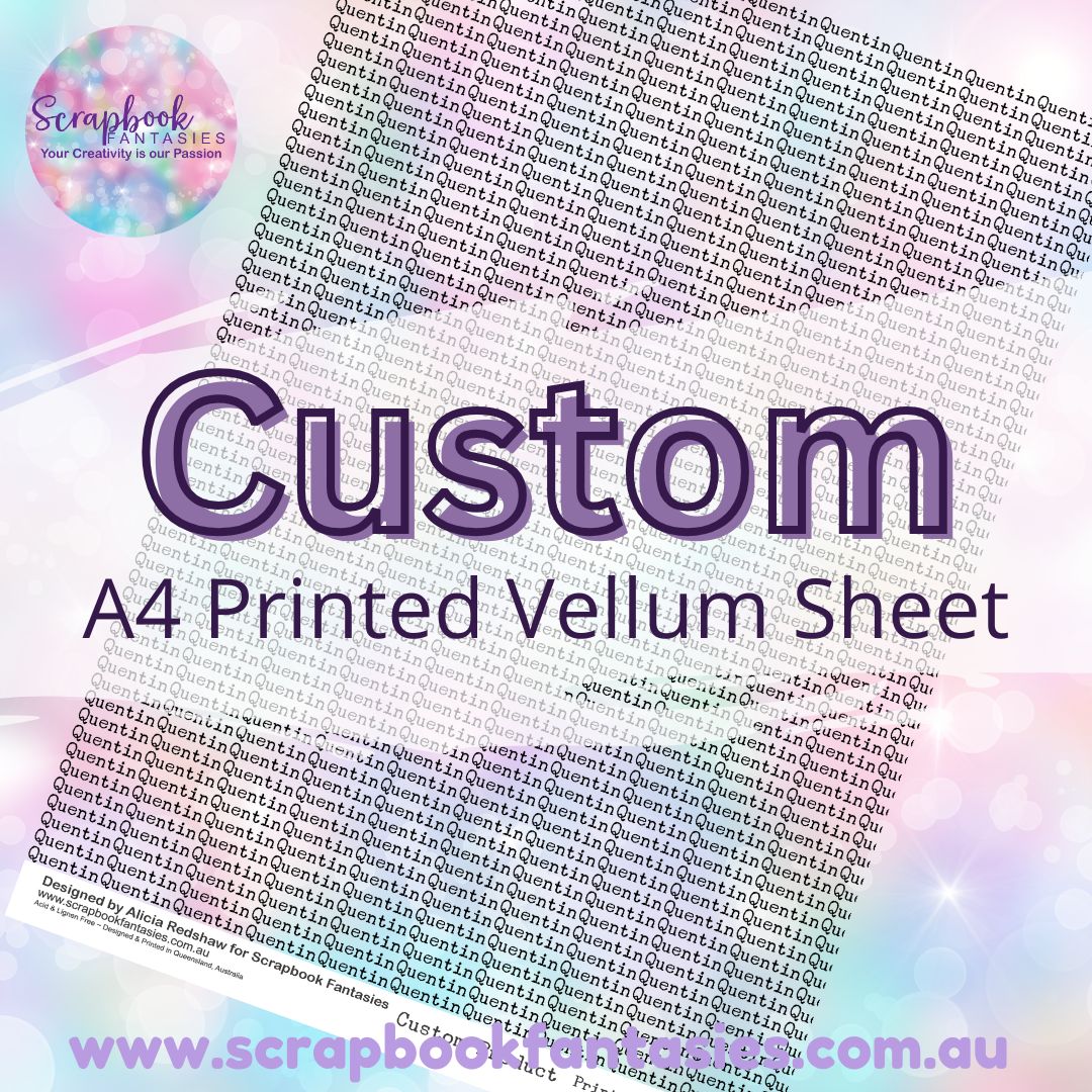 Custom A4 Printed Vellum Sheet - Word/Name - single sheet