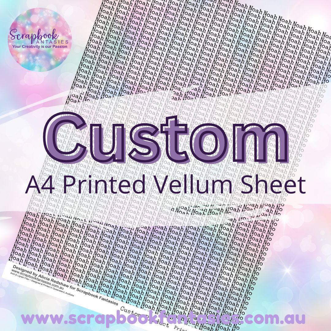 Custom A4 Printed Vellum Sheet - Word/Name - single sheet