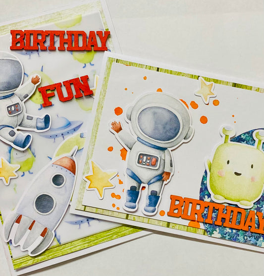 Outer Space Husband/Wife Card-Off Cardmaking Class Kit - Boys World Super Weekend Class 5 - Saturday 20 April 2024