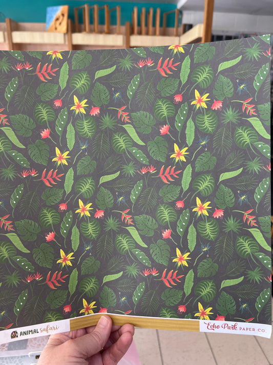 Echo Park Animal Safari Patterned Paper - Tropical Leaves ZOO167006