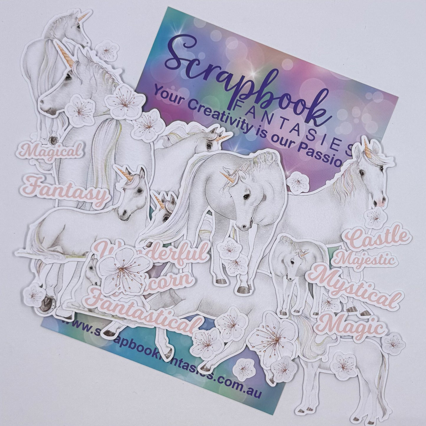 Fairytale Princess Colour-Cuts - Unicorns, Flowers, and Words (over 35 pieces) 20809