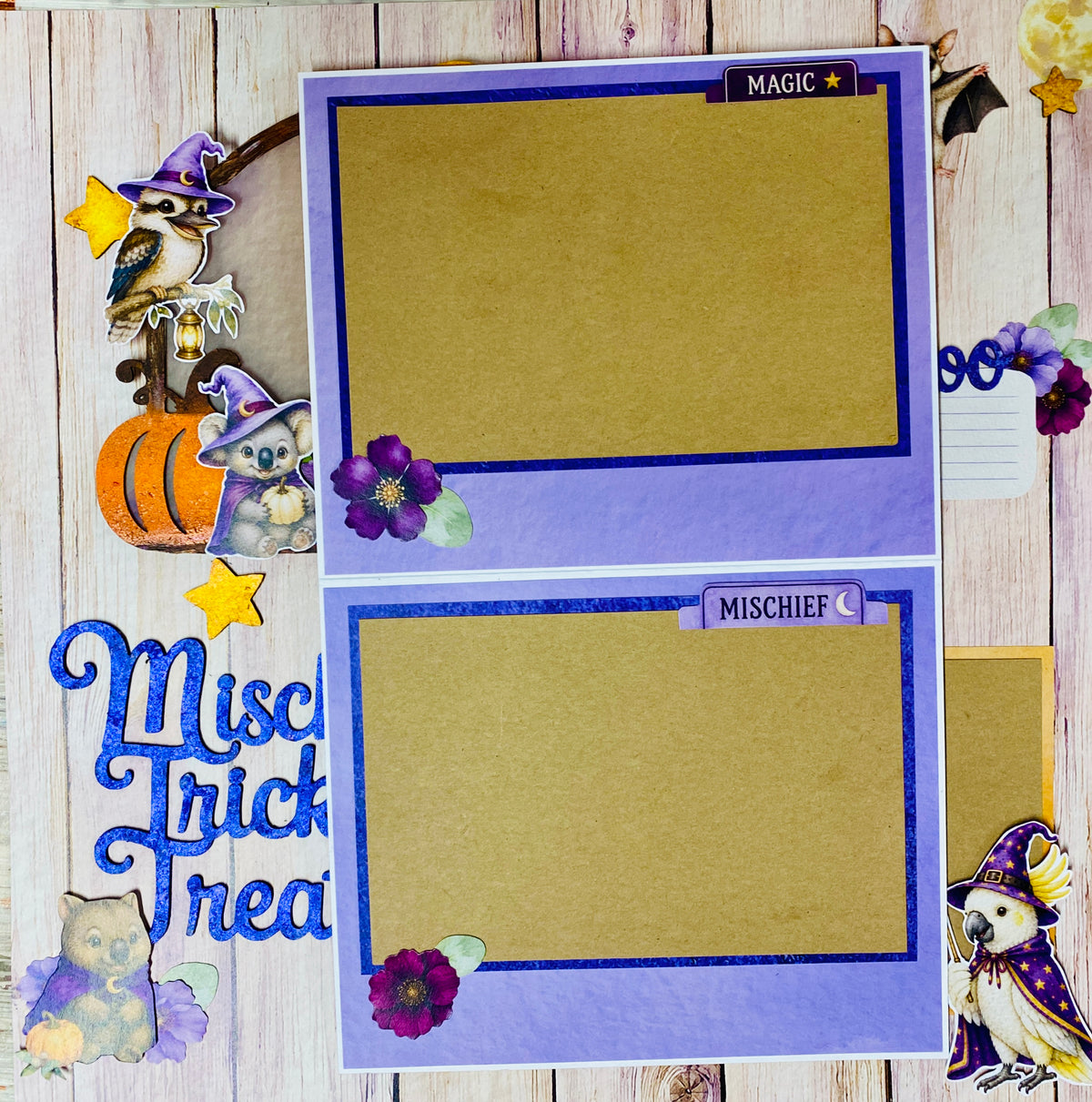 Mischief, Tricks, Treats and Everything Halloween Scrapbook Layout Kit by Alicia Redshaw