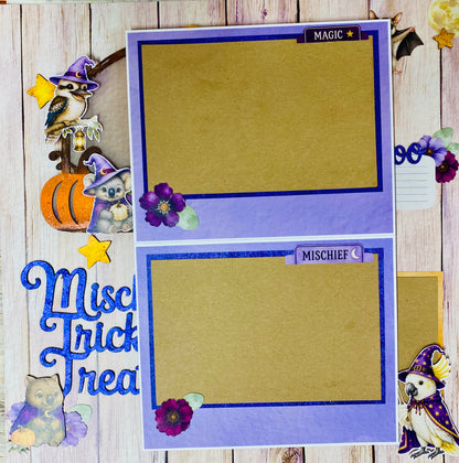 Mischief, Tricks, Treats and Everything Halloween Scrapbook Layout Kit by Alicia Redshaw