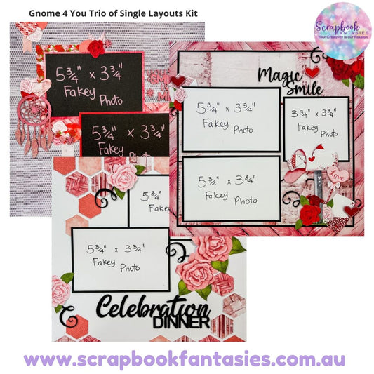 Gnome 4 You Trio of Single Scrapbook Layouts Kit by Alicia Redshaw