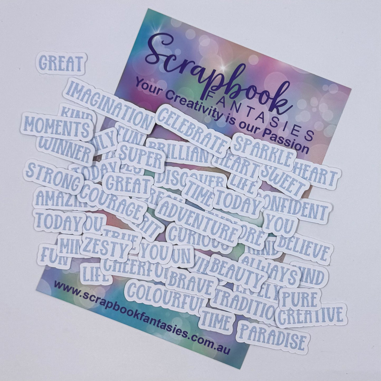 Little Words Colour-Cuts - Peach Whimsy Blue (over 50 pieces) 20865