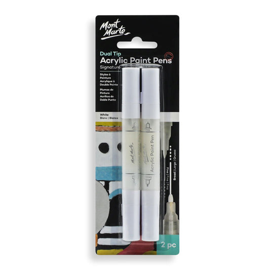 Mont Marte Dual Tip Acrylic Paint Pens (2 pack) White MPN0157