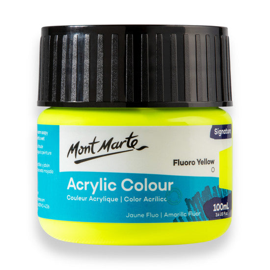 Mont Marte Fluoro Yellow Acrylic Paint 100ml MSCH1110